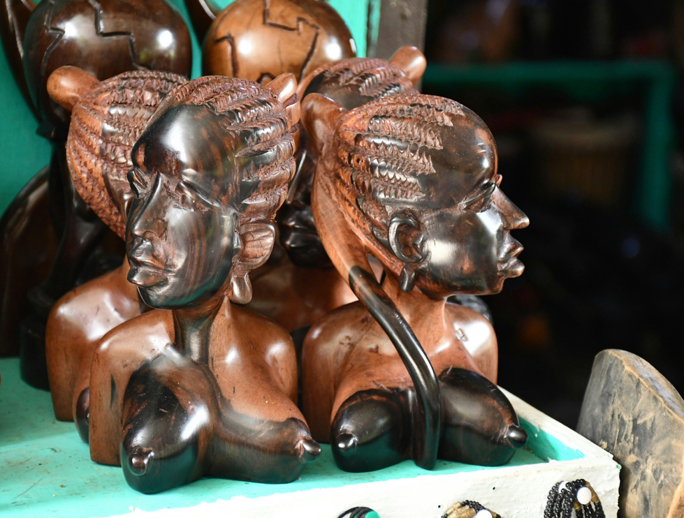 Hand-carved wooden busts